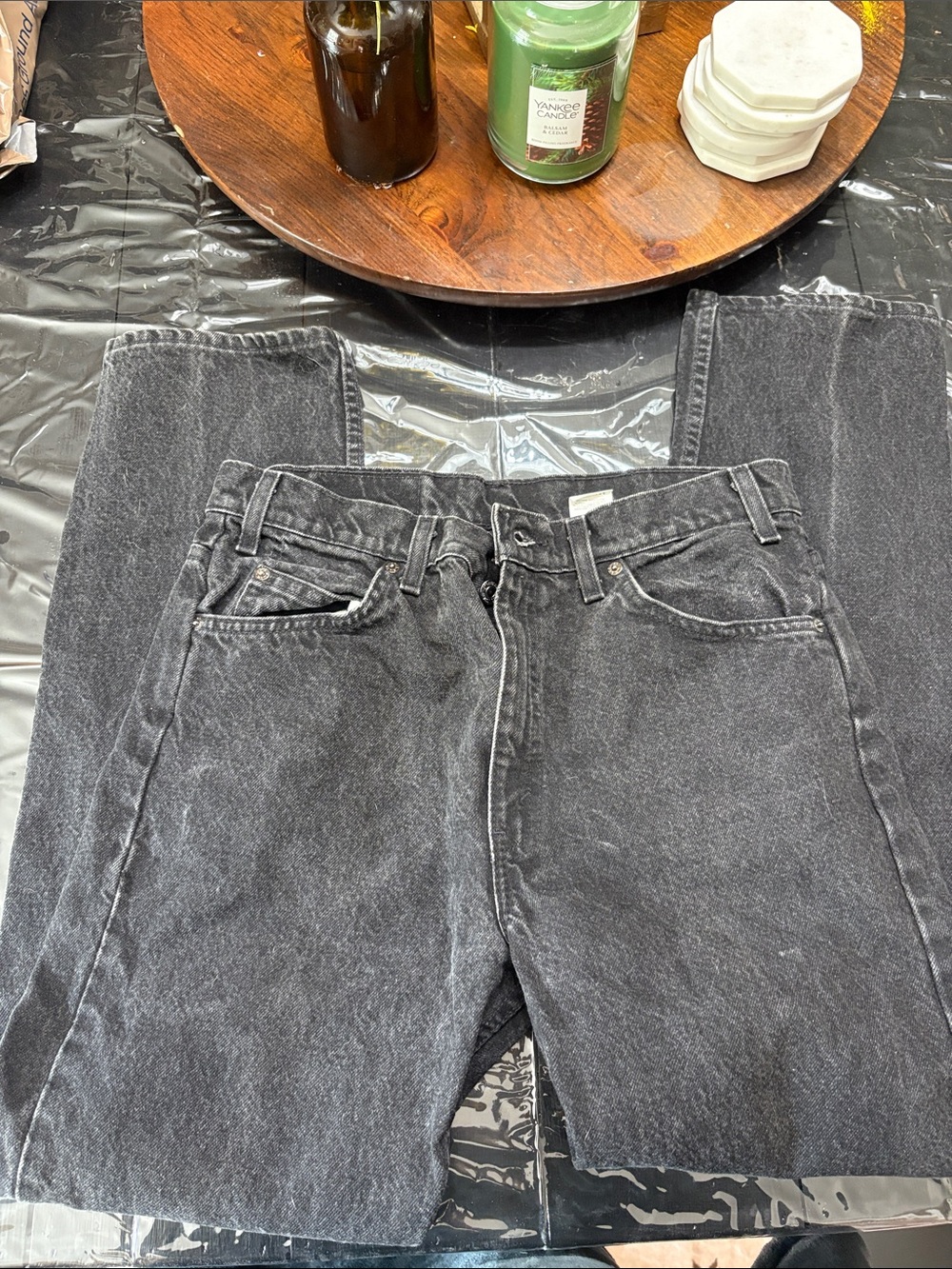 Straight Fit Men's Black Washed Jeans